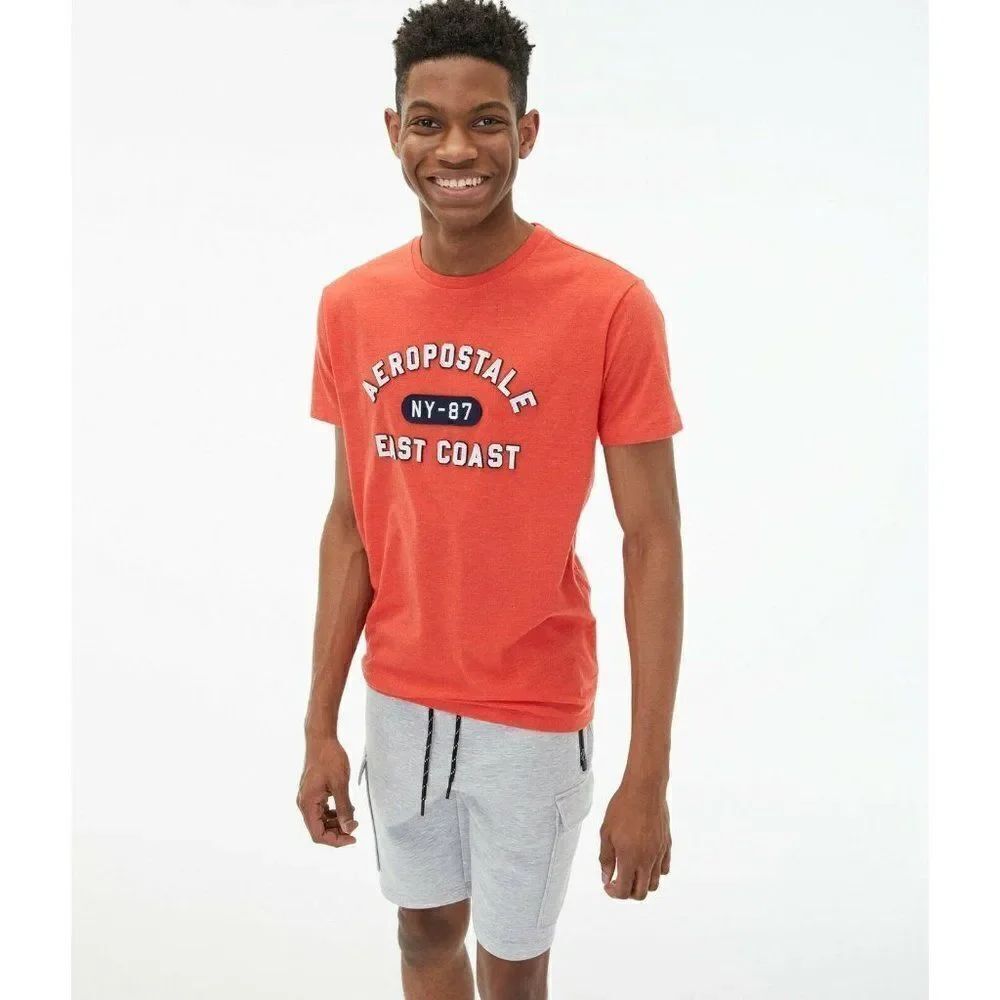 NWT Orange Aeropostale Sz S 100% Cotton Graphic Appliqued Logo T-Shirt New Tags